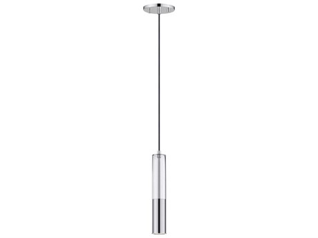 ET 1-Light Polished Chrome Glass LED Cylinder Linear Mini Pendant