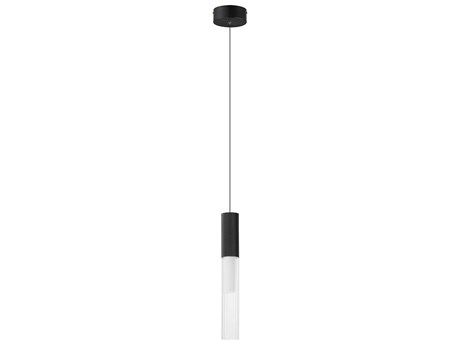 ET 1-Light Black Glass LED Cylinder Linear Mini Pendant