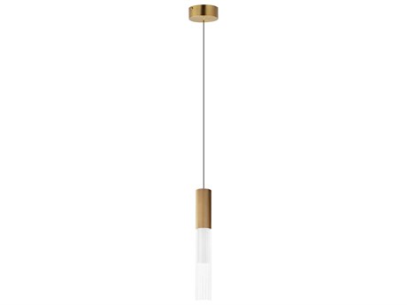 ET 1-Light Gold Glass LED Cylinder Linear Mini Pendant