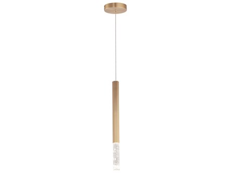 ET 1-Light Gold Crystal LED Cylinder Linear Mini Pendant