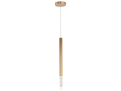 ET 1-Light Gold Crystal LED Cylinder Linear Mini Pendant
