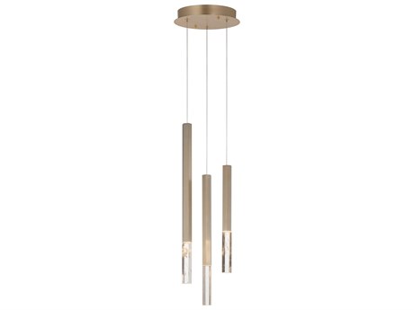 ET 3-Light Gold Crystal LED Cylinder Linear Mini Pendant