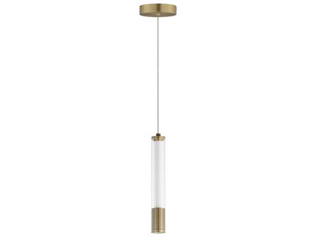 ET 1-Light Natural Aged Brass Glass LED Linear Mini Pendant