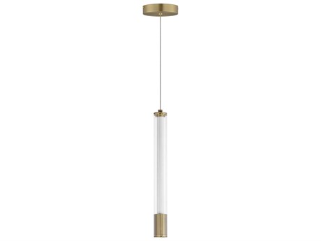 ET 1-Light Natural Aged Brass Glass LED Linear Mini Pendant