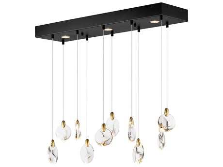 ET2 Pebble 13-Light Black Polished Gold Island Pendant
