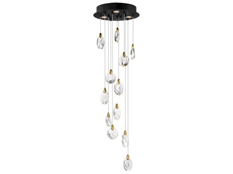 ET2 Pebble 16-Light Black Polished Gold Pendant