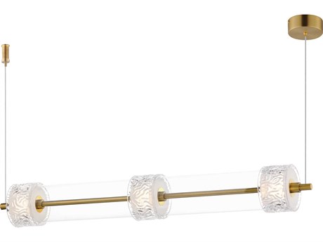 ET2 Elysian 3-Light Natural Aged Brass Cylinder Linear Island Pendant