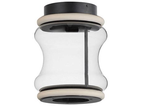 ET 2-Light Black Cylinder Geometric Flush Mount