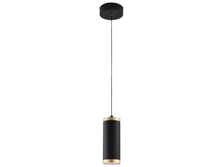 ET 1-Light Black Gold Cylinder Mini Pendant