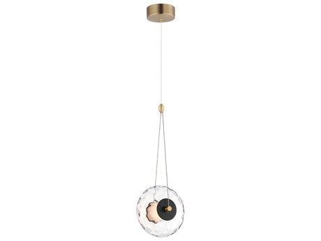 ET 1-Light Black Natural Aged Brass Round Mini Pendant