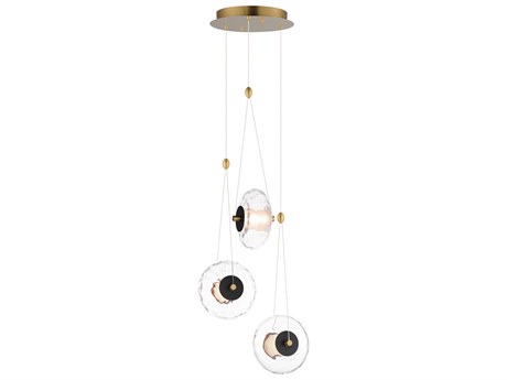 ET2 Amulet 3-Light Black Natural Aged Brass Round Pendant