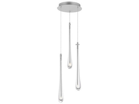 ET2 Stillo 3-Light Satin Nickel Crystal Glass Mini Pendant