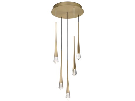 ET2 Pierce 5-Light Gold Crystal LED Pendant