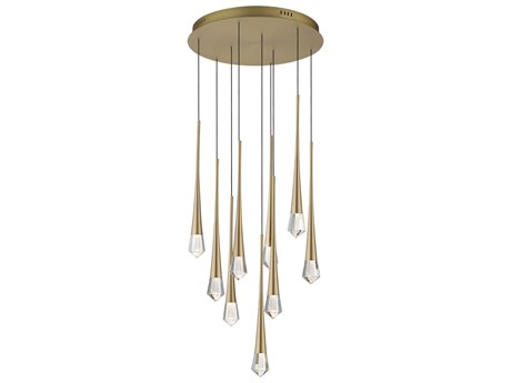 ET2 Pierce 9-Light Gold Crystal LED Pendant