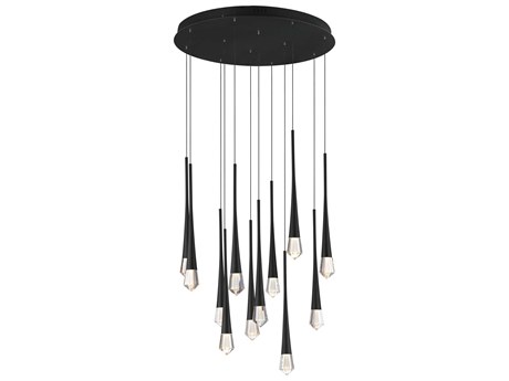 ET2 Pierce 12-Light Black Crystal LED Pendant