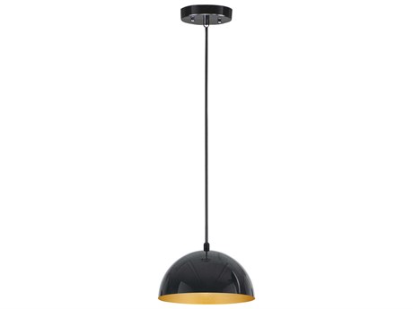 ET 1-Light Gloss Black Gold Dome Mini Pendant