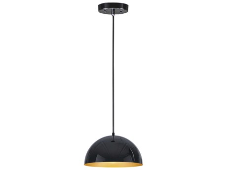 ET2 Hemisphere 1-Light Gloss Black Gold Dome Mini Pendant