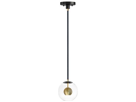 ET 1-Light Black Natural Aged Brass Glass LED Globe Linear Mini Pendant