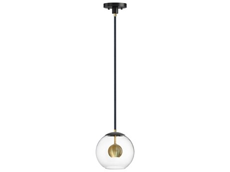 ET 1-Light Black Natural Aged Brass Glass LED Globe Linear Mini Pendant