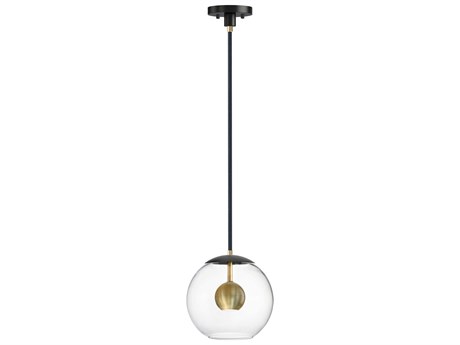 ET2 Nucleus 1-Light Black Natural Aged Brass Glass LED Globe Linear Pendant