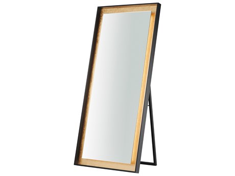 ET2 Floating Gold Leaf Black Rectangular Floor Mirror