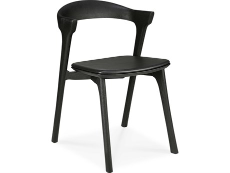 Ethnicraft Bok Oak Black and Black Leather Dining Chair