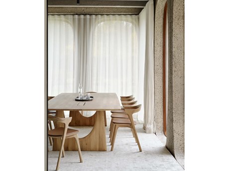 Ethnicraft Geometric Oak Wood Dining Room Set