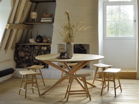Ethnicraft Mikado Oak Wood Dining Room Set