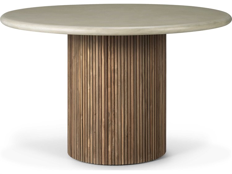 Ethnicraft Outdoor Roller Max Concrete And Reclaimed Teak Dining Table