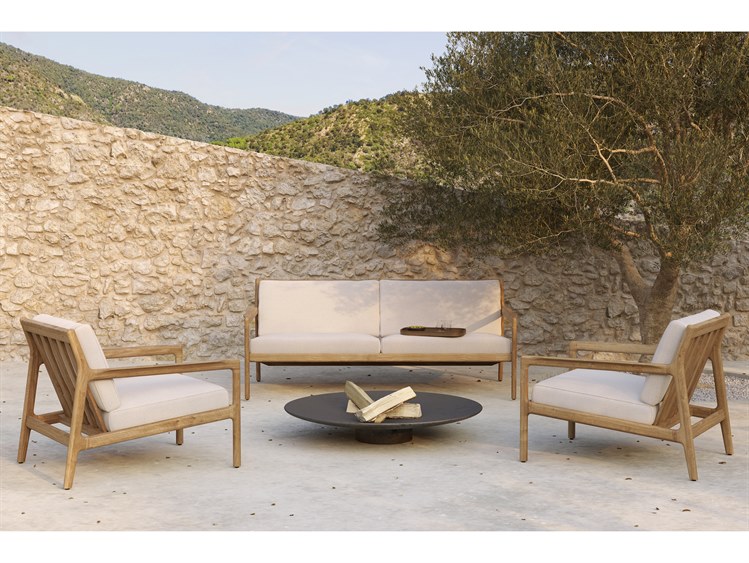 Ethnicraft Outdoor Jack Teak Cushion Lounge Set 3