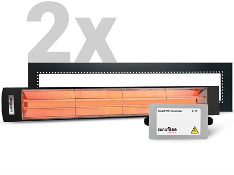 Eurofase Heating (2) 6000 Watt 61" Electric Black Patio Heater, (2) 61" Flush Mount Kit And (2) Smart WiFi Controller Patio Heater Set