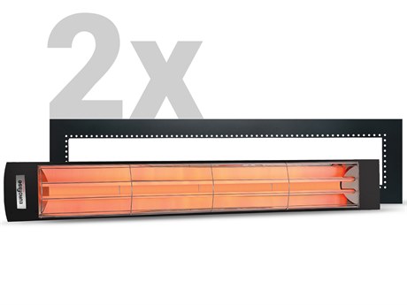 Eurofase Heating (2) 6000 Watt 61" Electric Black Patio Heater And (2) 61" Flush Mount Kit Patio Heater Set