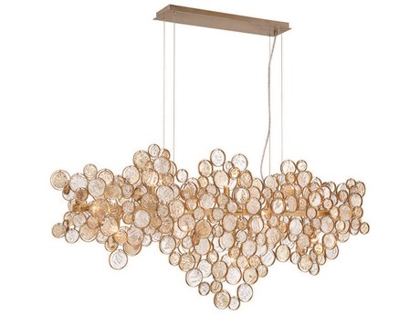 Eurofase Trento 15-Light Antique Gold Glass Island Pendant