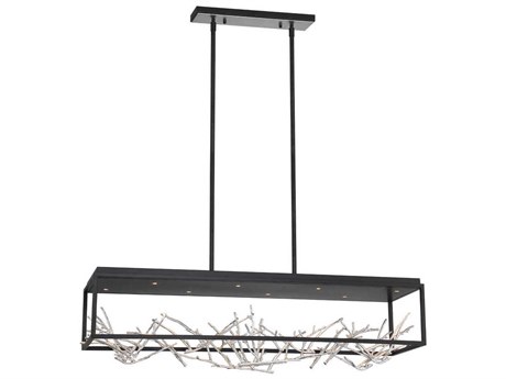 Eurofase Aerie 8-Light Black Geometric Linear Island Pendant