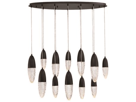 Eurofase Ecrou 12-Light Black Glass Linear Island Pendant