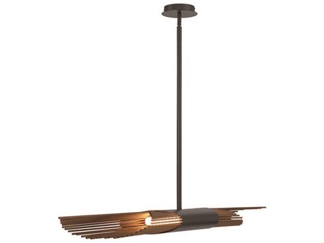 Eurofase Umura 2-Light Black And Aged Gold LED Geometric Linear Island Pendant
