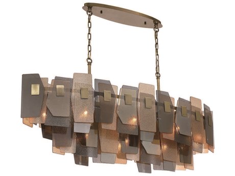 Eurofase Cocolina 11-Light Bronze Glass Geometric Linear Island Pendant