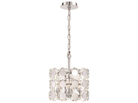 Eurofase Perrene 3-Light Chrome Crystal Drum Geometric Linear Chandelier