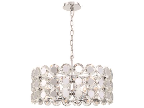 Eurofase Perrene 6-Light Chrome Crystal Drum Geometric Linear Chandelier