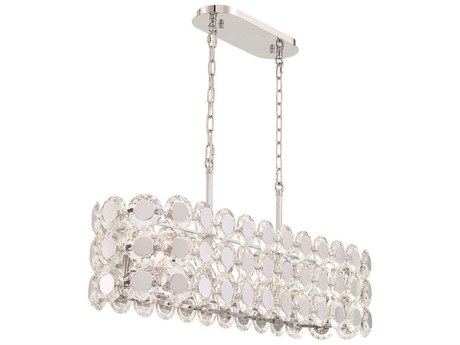 Eurofase Perrene 8-Light Chrome Crystal Geometric Linear Island Pendant