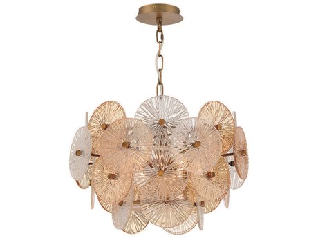 Eurofase Sue-anne 6-Light Plated Brass Glass Geometric Linear Pendant
