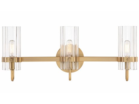 Eurofase Brook 3-Light Brass Glass Vanity Light