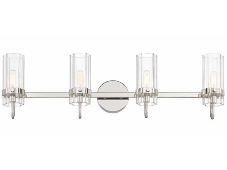 Eurofase Brook 4-Light Polished Nickel Glass Vanity Light