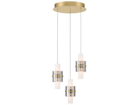 Eurofase Rola 6-Light Brushed Gold Glass LED Cylinder Pendant