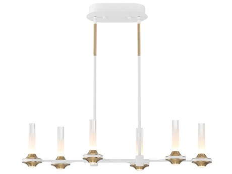 Eurofase Torcia 12-Light White Brass Glass LED Cylinder Linear Island Pendant