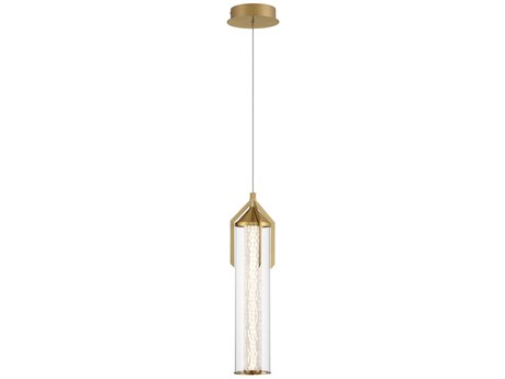 Eurofase Espada 1-Light Gold Crystal Glass Cylinder Mini Pendant