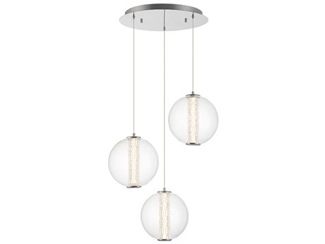 Eurofase Atomo 3-Light Chrome Crystal Glass Globe Pendant