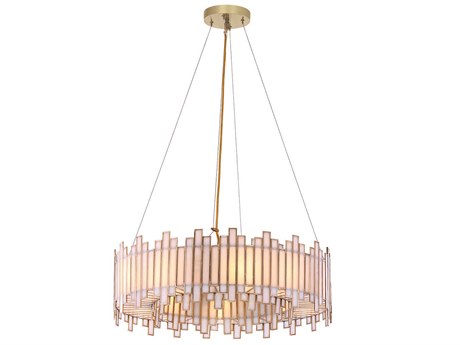 Eurofase Birla 8-Light Brass Glass Geometric Round Pendant