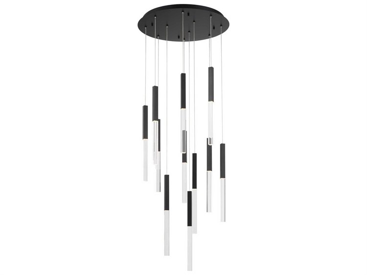 Eurofase Benicio 11-Light Black Geometric Linear Pendant