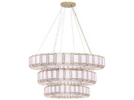 Eurofase Belmont 36-Light Brass Geometric Tiered Chandelier